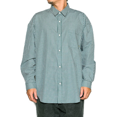 GINGHAM CHECK PATTERN OVER SILHOUETTE L/S SHIRT