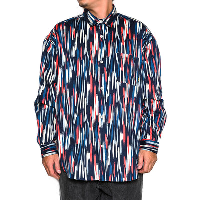 BRUSH HANDLE PATTERN OVER SILHOUETTE L/S SHIRT