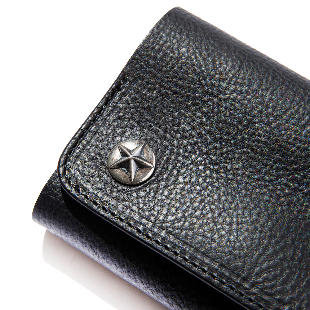SILVER STAR CONCHO FLAP LEATHER HALF WALLET