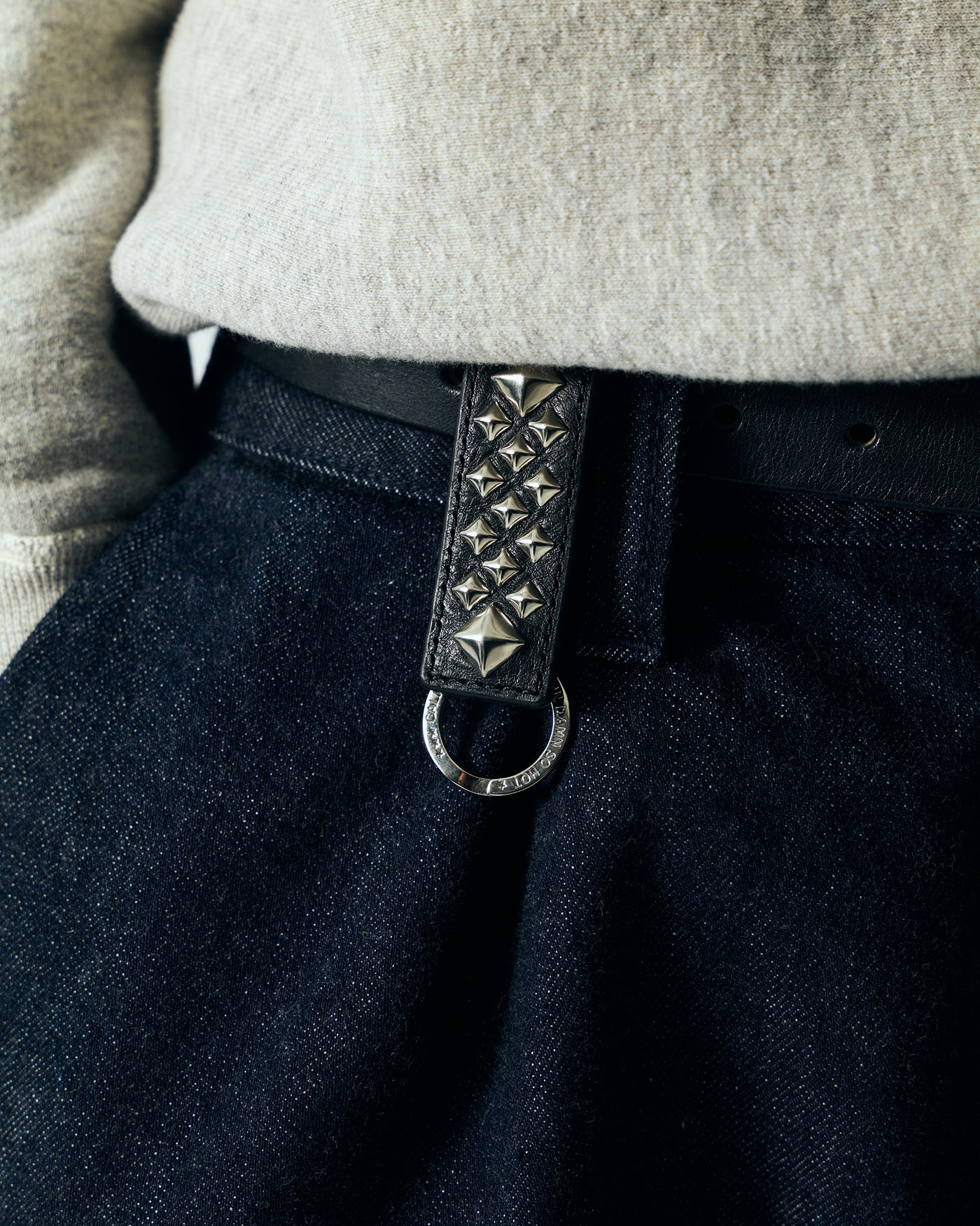 STUDS LEATHER SNAP KEY RING