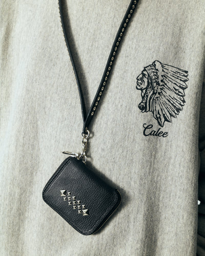 STUDS LEATHER ZIP MULTI WALLET