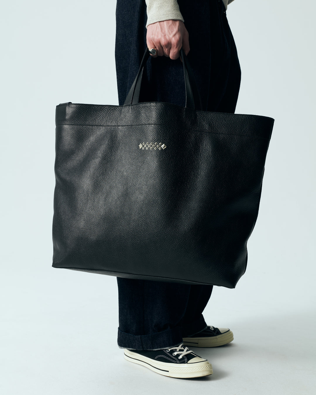STUDS LEATHER TOTE BAG – CALEE ONLINE STORE