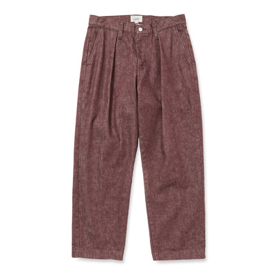 VINTAGE REPRODUCT DENIM TUCK TROUSERS ＜BROWN DENIM＞