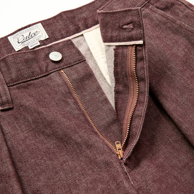 VINTAGE REPRODUCT DENIM TUCK TROUSERS ＜BROWN DENIM＞