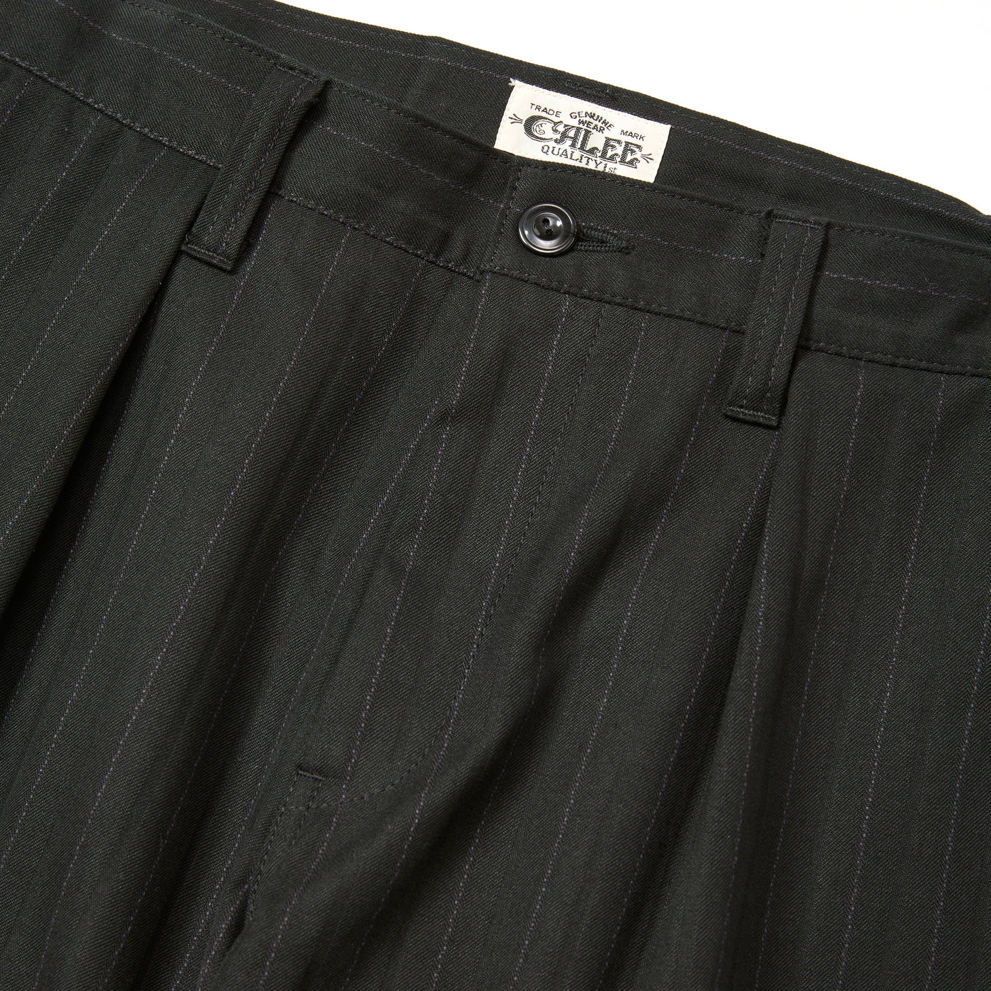 PINSTRIPE TUCK WIDE SLACKS