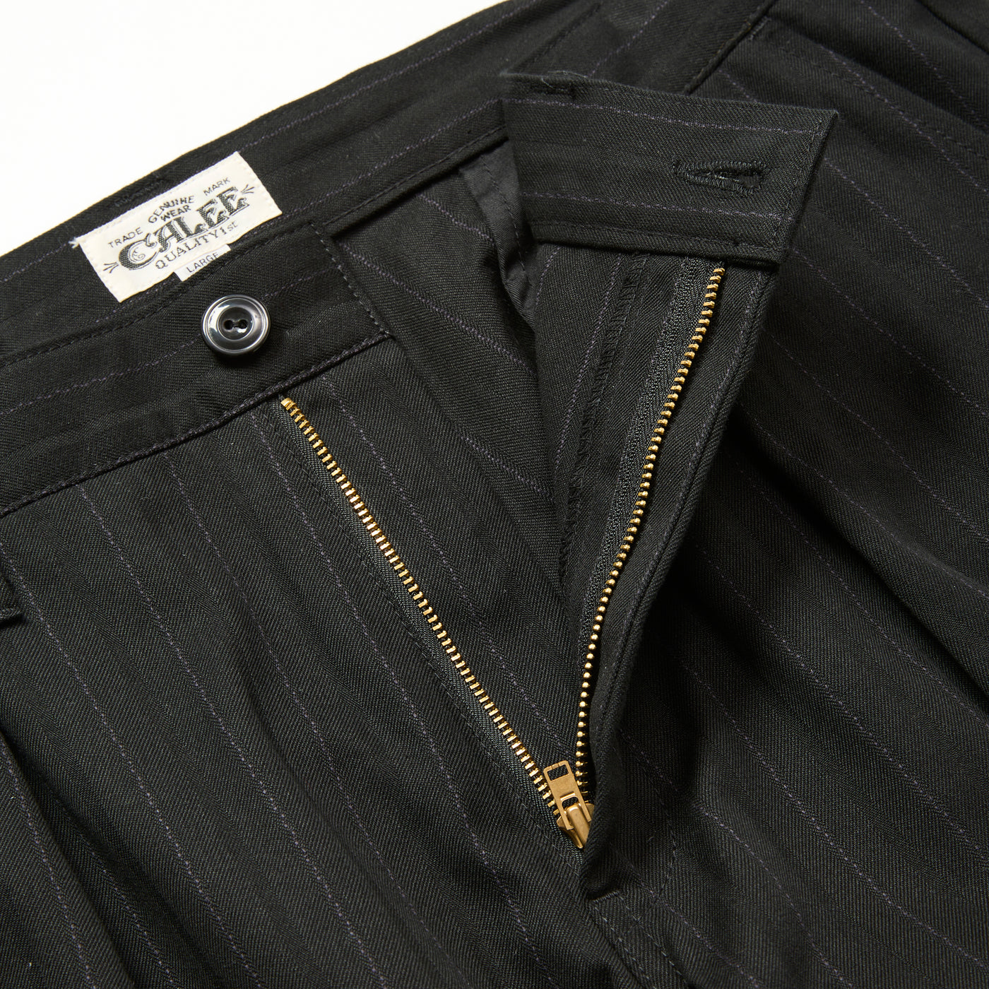 PINSTRIPE TUCK WIDE SLACKS