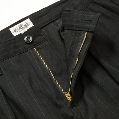 PINSTRIPE TUCK WIDE SLACKS