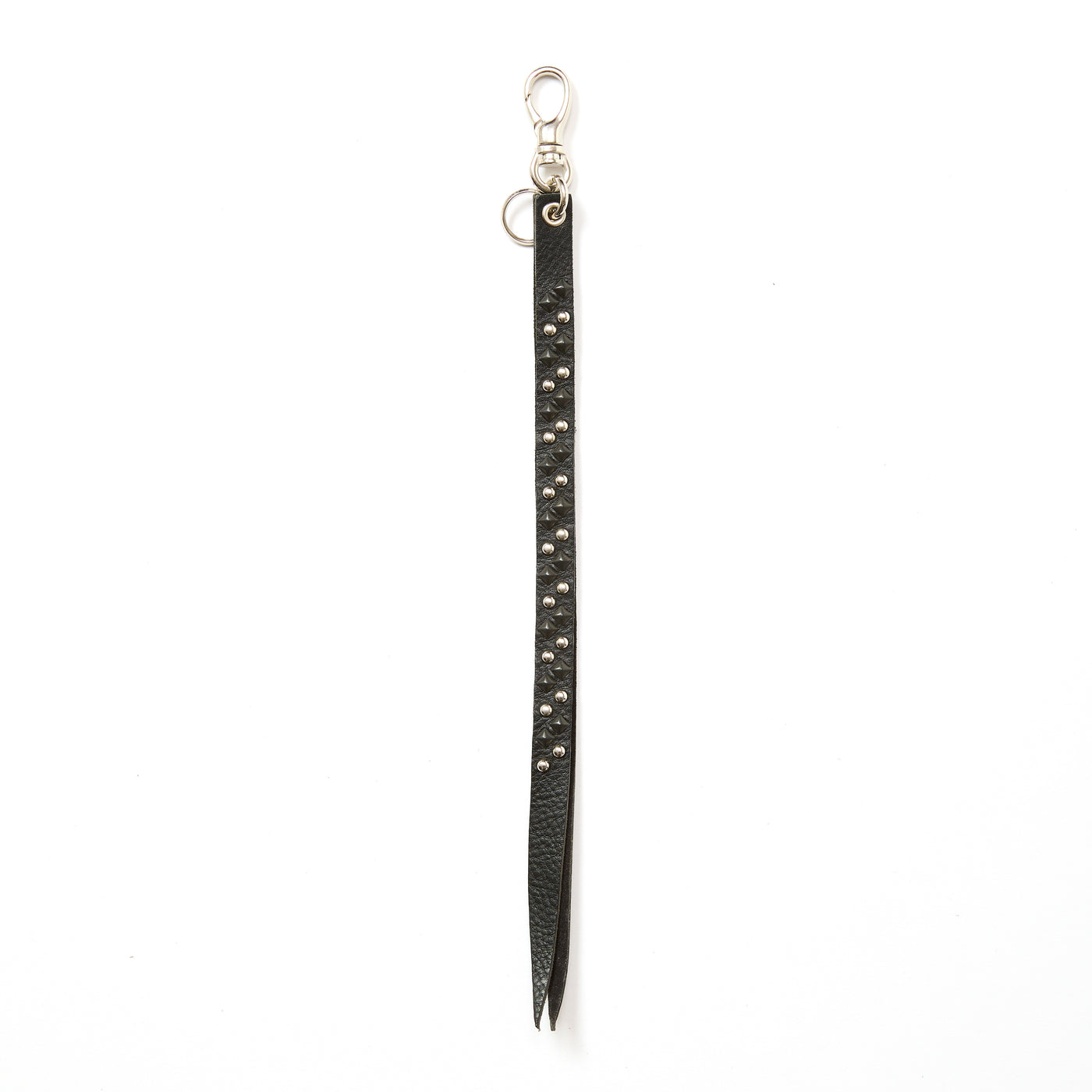 ROUND & PYRAMID STUDS LEATHER LONG KEY RING