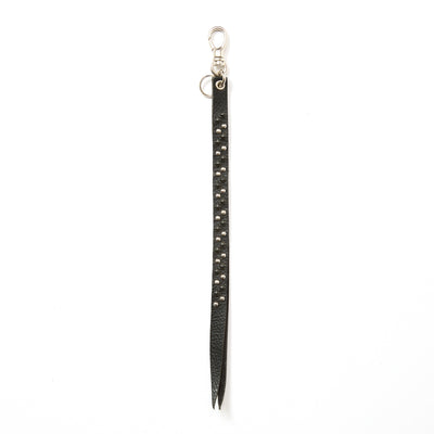 ROUND & PYRAMID STUDS LEATHER LONG KEY RING