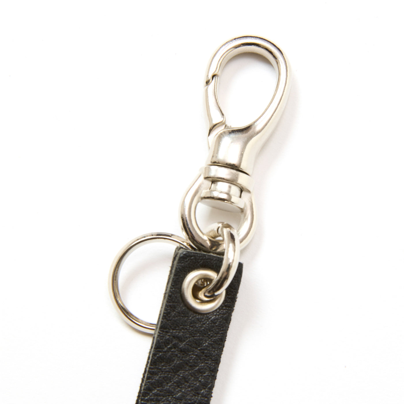 ROUND & PYRAMID STUDS LEATHER LONG KEY RING