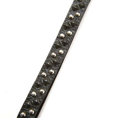 ROUND & PYRAMID STUDS LEATHER LONG KEY RING