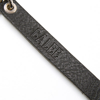 ROUND & PYRAMID STUDS LEATHER LONG KEY RING
