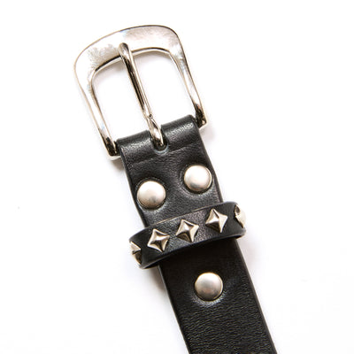 STUDS LEATHER NARROW LONG BELT