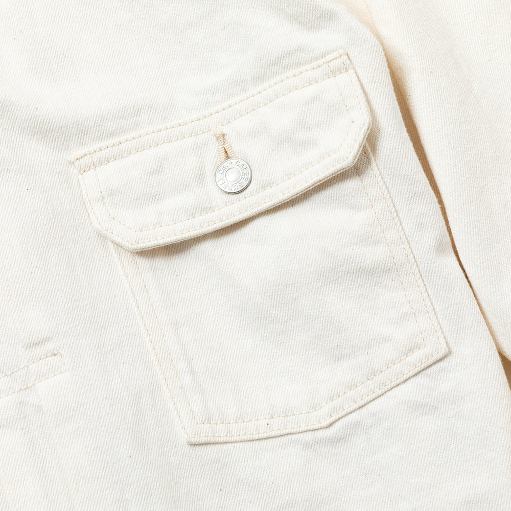 CALEE - 1st type no collar denim jacket -one wash- (Ow