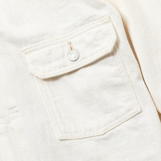 CALEE ホワイト　デニム 1ST TYPE NO COLLAR WHITE DENIM JACKET ＜LIMITED＞ – CALEE