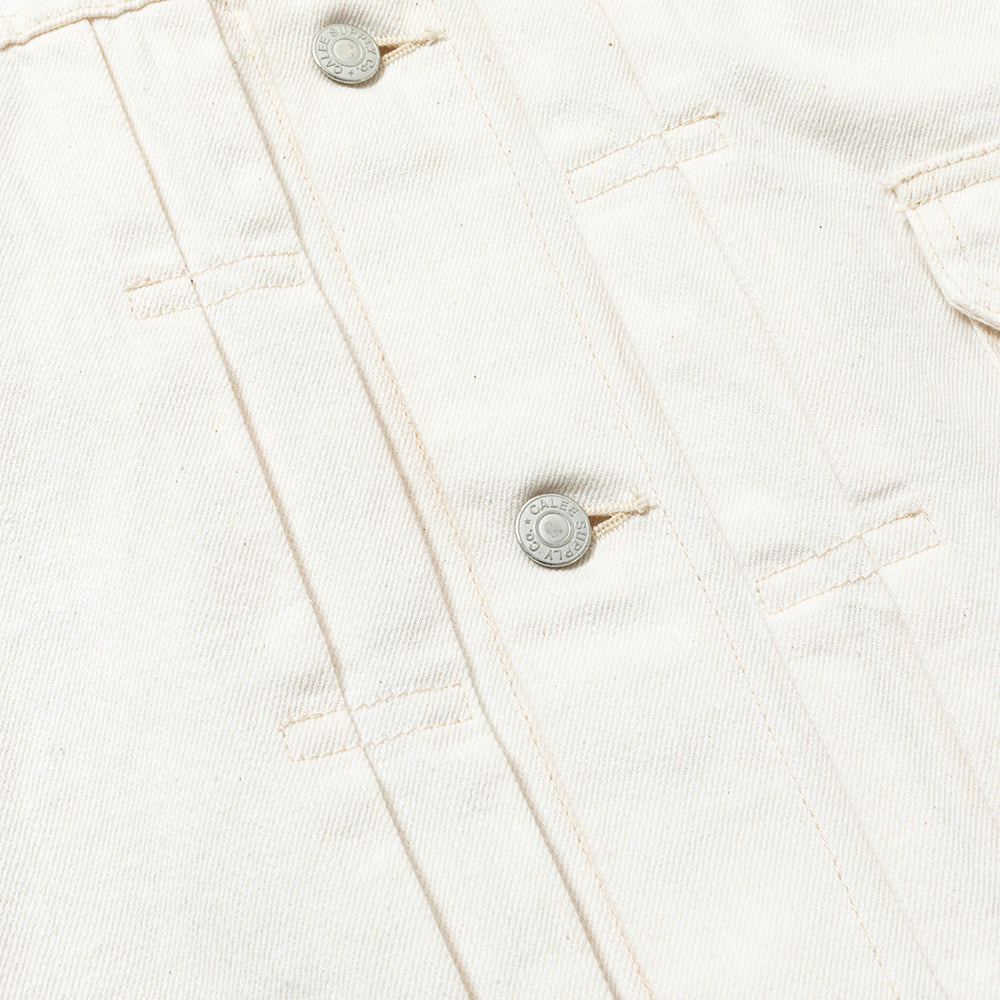 1ST TYPE NO COLLAR WHITE DENIM JACKET ＜LIMITED＞ – CALEE