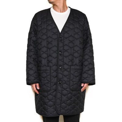 GEOMETRIC PATTERN QUILTING NO COLLAR OVER COAT