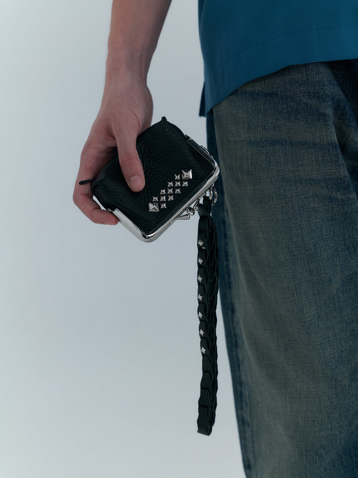 STUDS LEATHER INTERNAL FLEX FRAME TYPE 2WAY MULTI WALLET