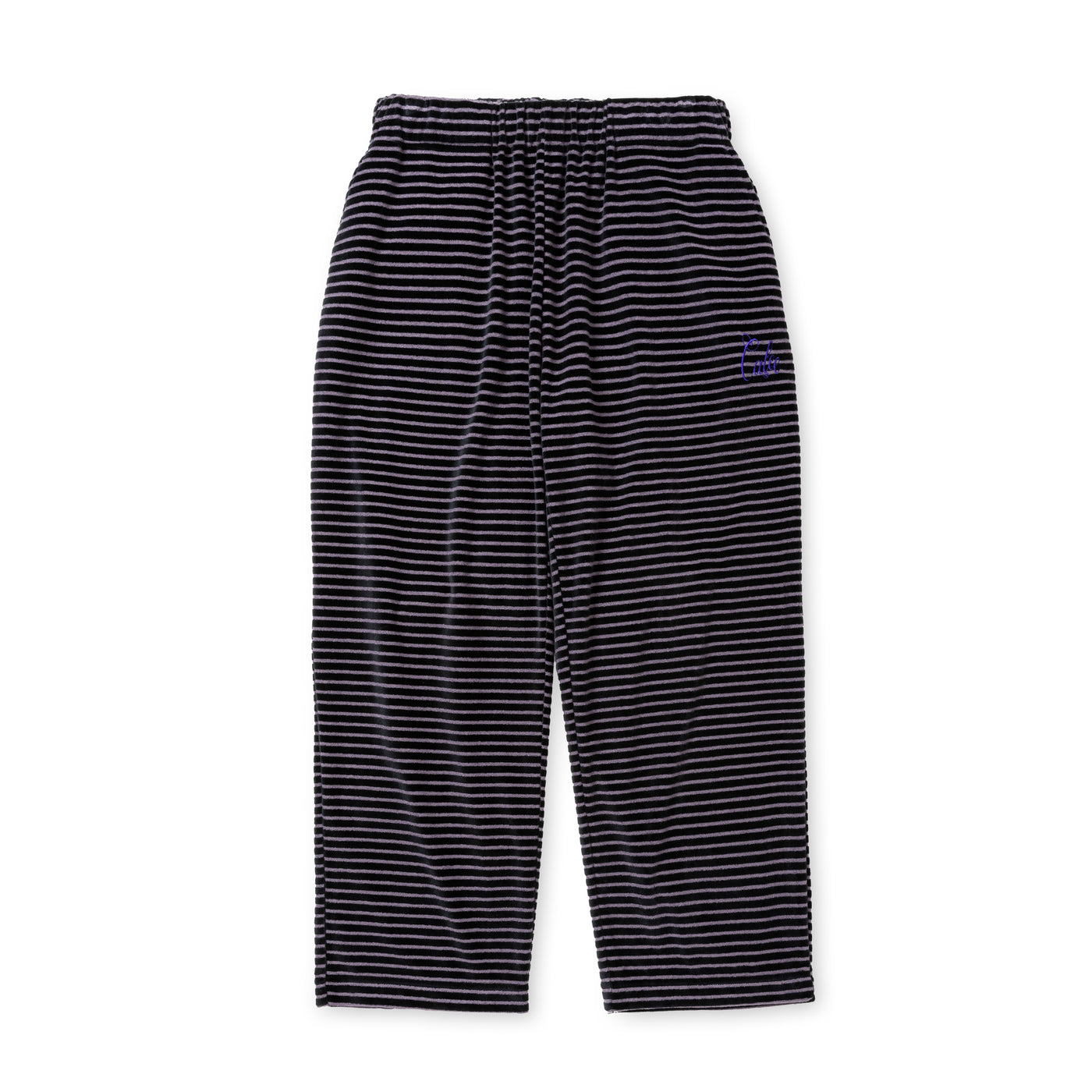 BORDER VELOUR PILE RELAX PANTS