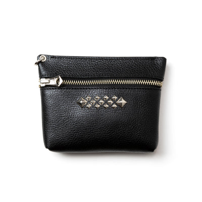 STUDS LEATHER ZIP POUCH