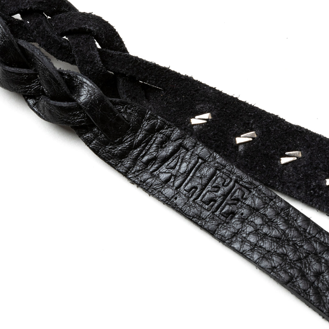 小物 CALEE STUDS LEATHER LONG KEY RING CALEE - STUDS & KNITTING LEATHER LONG KEY RING (BLACK