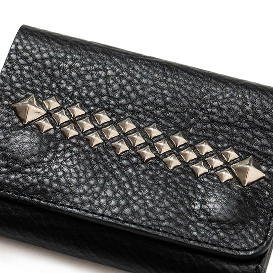 STUDS LEATHER FLAP HALF WALLET – CALEE ONLINE STORE