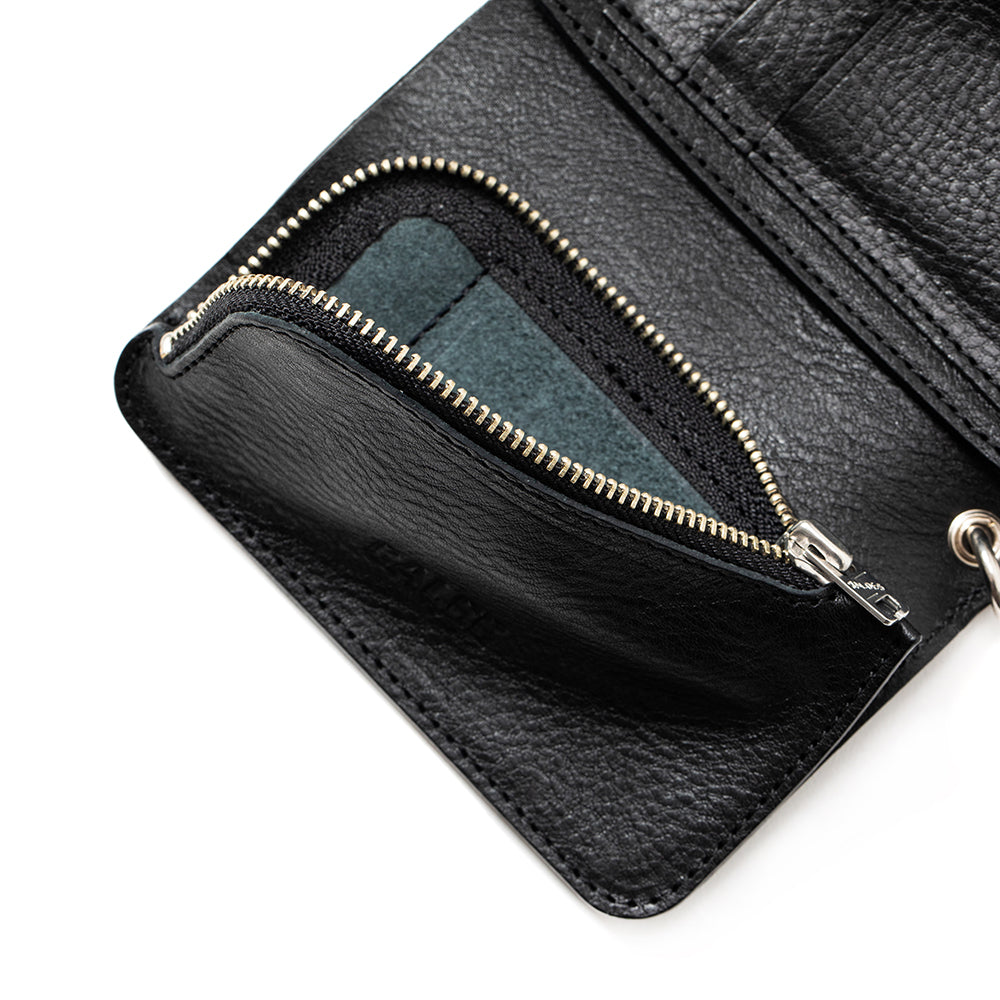 STUDS LEATHER FLAP HALF WALLET