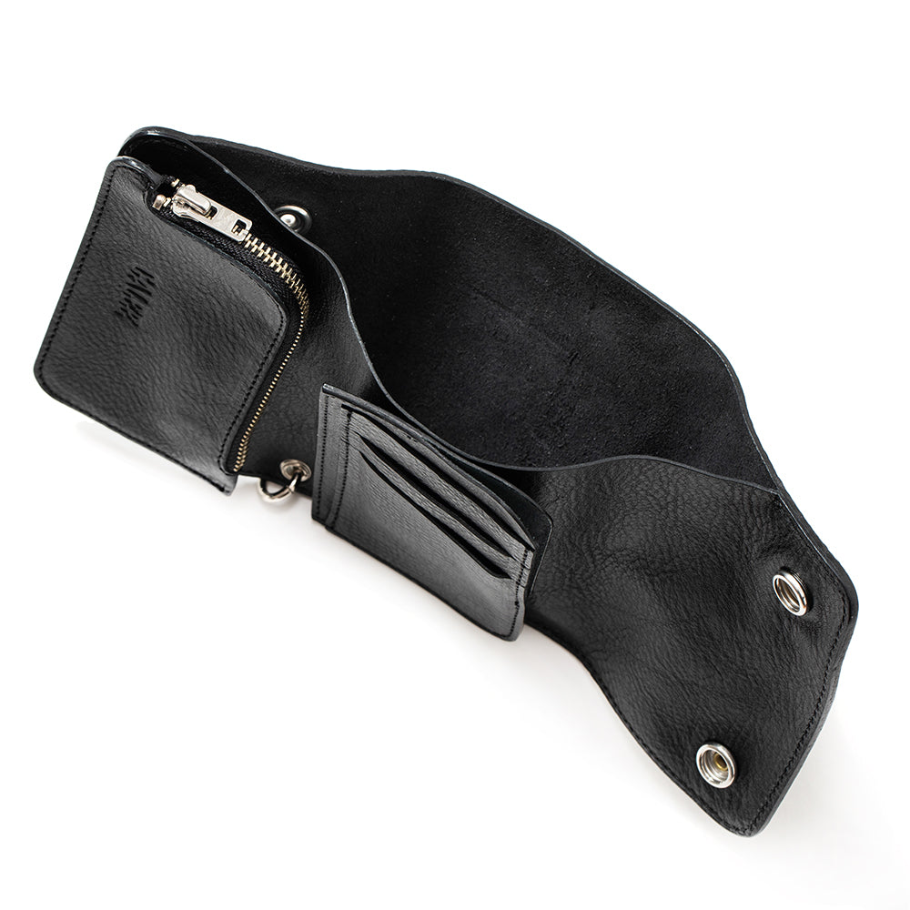 小物 CALEE STUDS LEATHER FLAP HALF WALLET CALEE - SILVER STAR CONCHO FLAP LEATHER HALF WALLET (BLACK