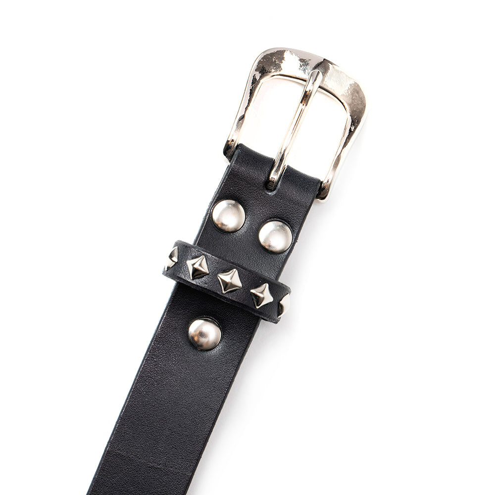STUDS LEATHER NALLOW BELT - calee-official