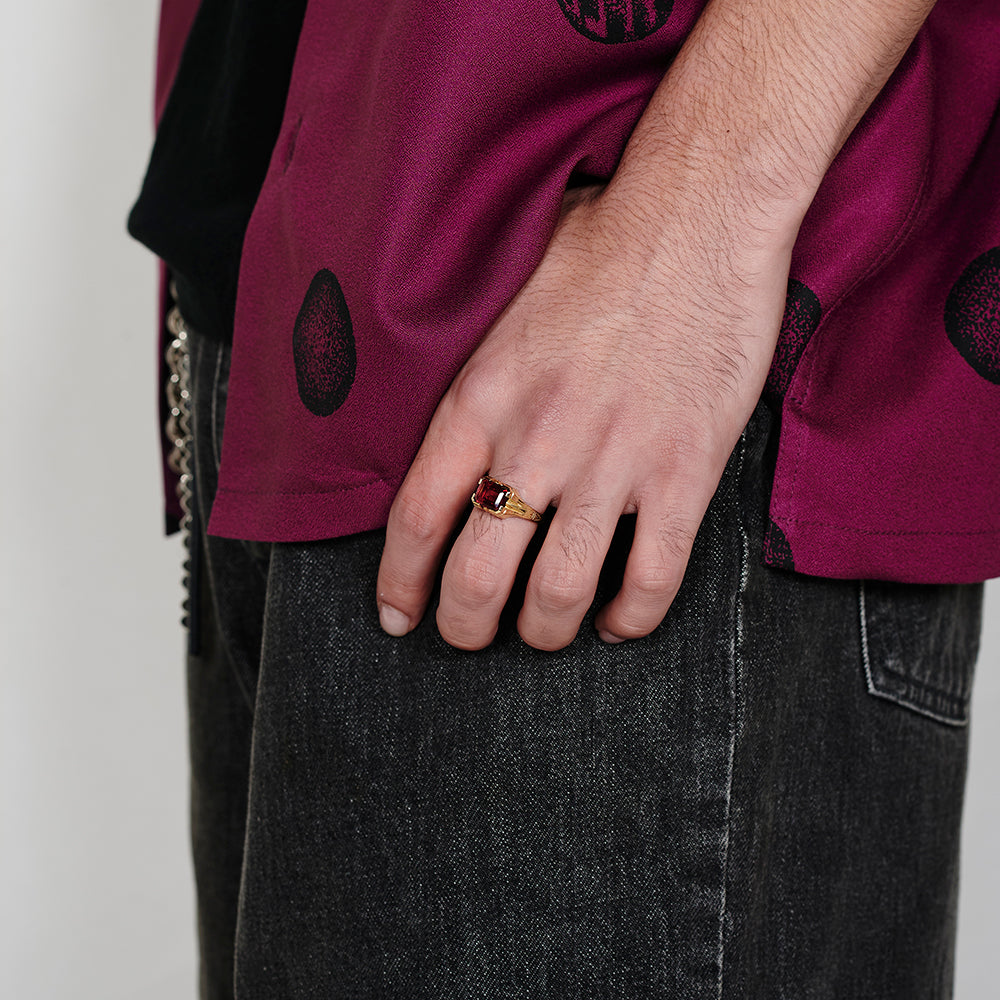 CUT STONE SILVER RING ＜SYNTHETIC CUBIC＞ – CALEE ONLINE STORE