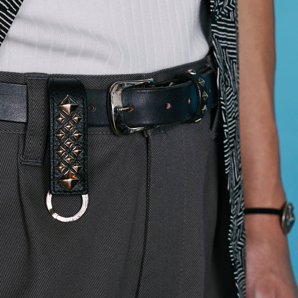 STUDS LEATHER SNAP KEY RING