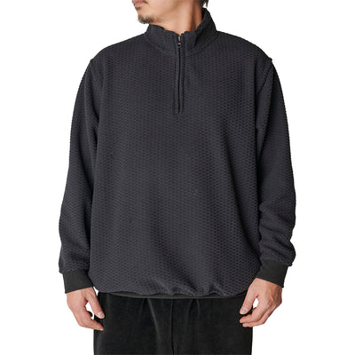 UNEVEN FLLECE HALF ZIP SW