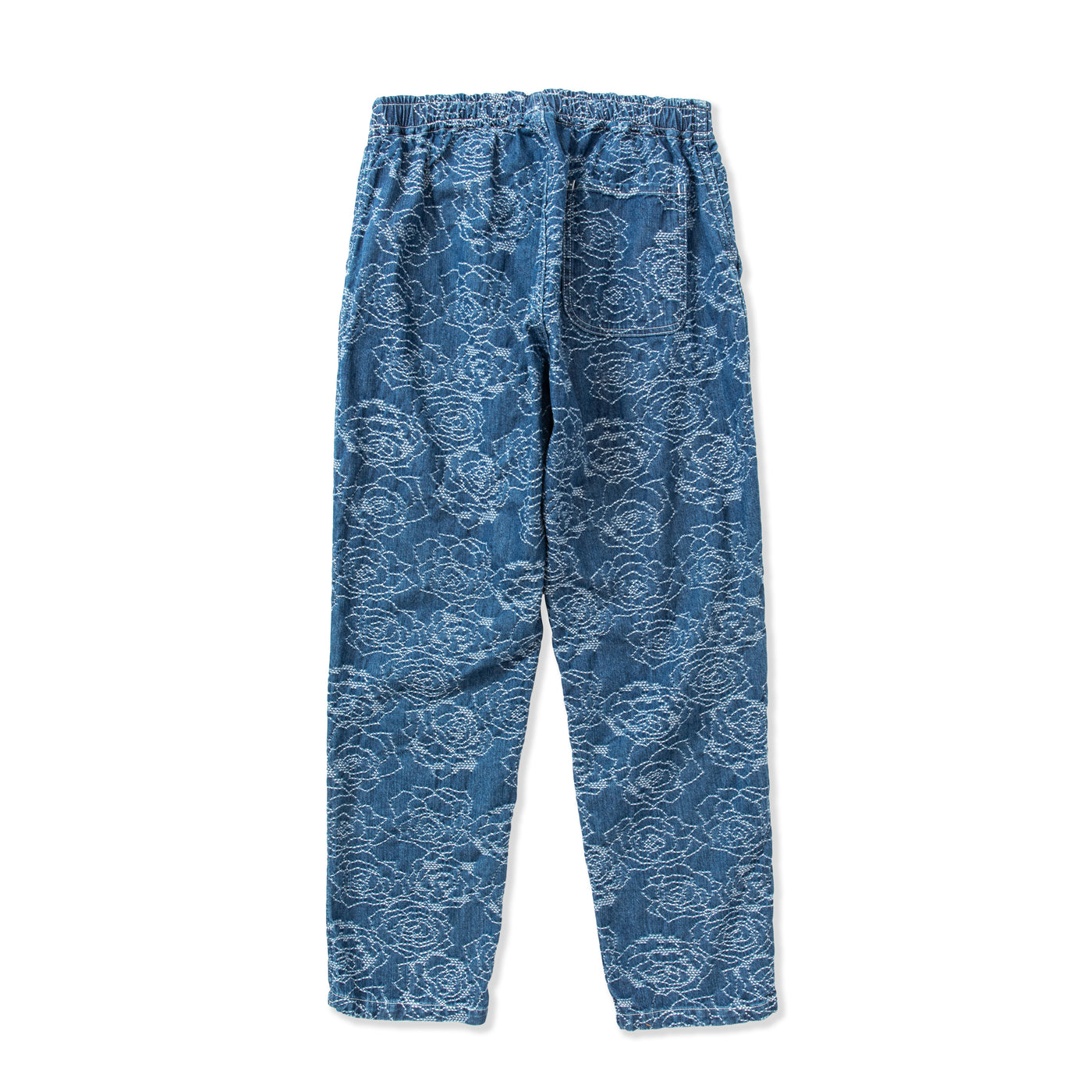 ROSE PATTERN JACQUARD DENIM EASY TROUSERS