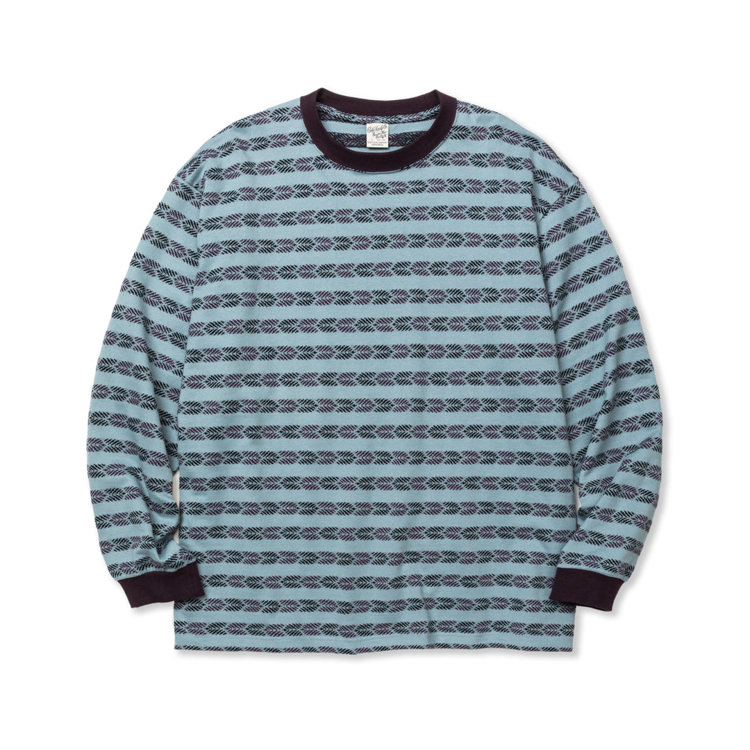 BORDER JACQUARD DROP SHOULDER L/S CS