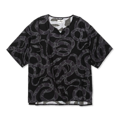 R/P ALLOVER SNAKE PATTERN KEY NECK WIDE SILHOUETTE SH ＜LIMITED＞