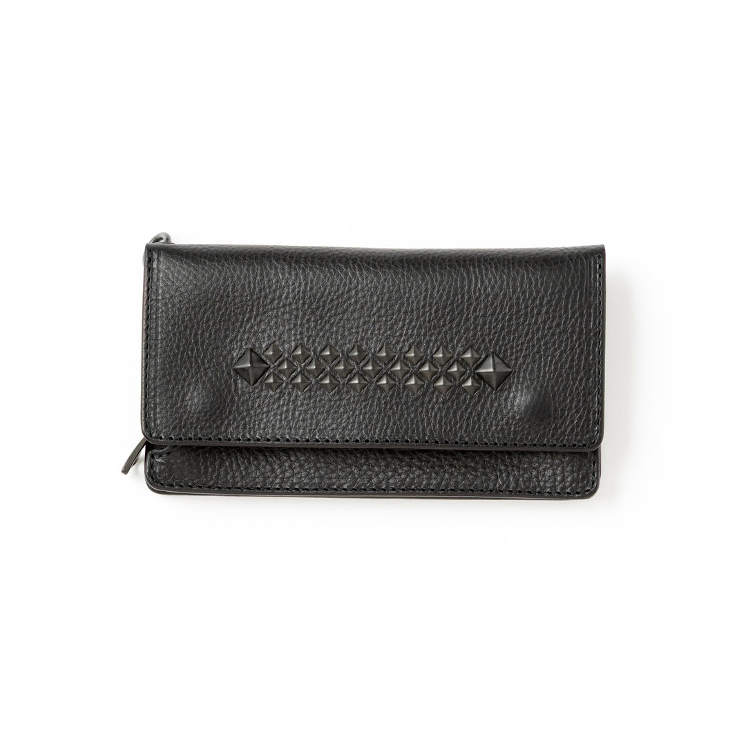 小物 calee STUDS LEATHER TYPE MULTI WALLET CALEE - STUDS LEATHER MULTI WALLET (BLACK) / スタッズ レザー