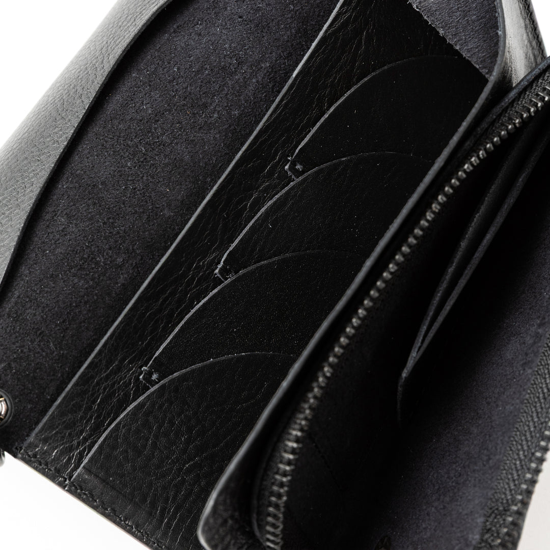 BLACK STUDS LEATHER LONG WALLET – CALEE ONLINE STORE
