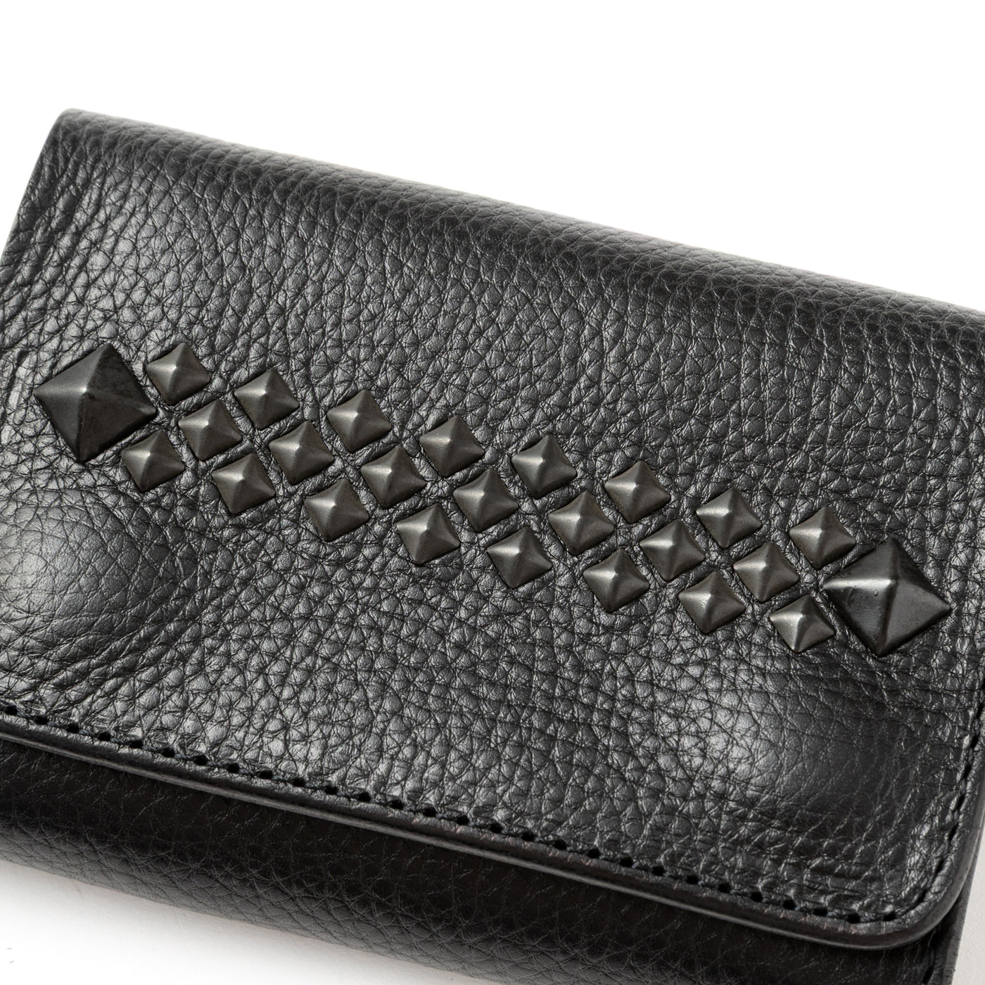 BLACK STUDS LEATHER FLAP HALF WALLET＜EXCLUSIVE＞