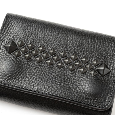 BLACK STUDS LEATHER FLAP HALF WALLET＜EXCLUSIVE＞