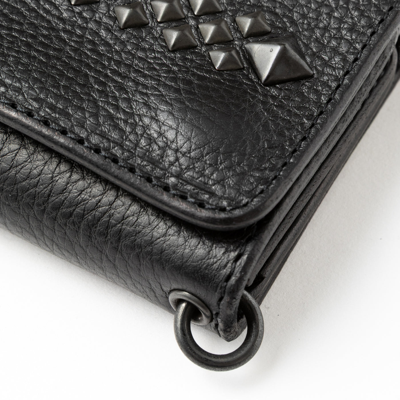 BLACK STUDS LEATHER FLAP HALF WALLET＜EXCLUSIVE＞
