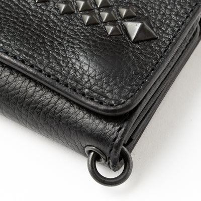 BLACK STUDS LEATHER FLAP HALF WALLET＜EXCLUSIVE＞