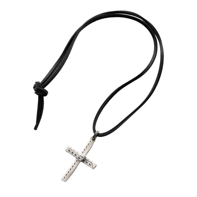 LEATHER STRAP CROSS HEAD NECKLACE