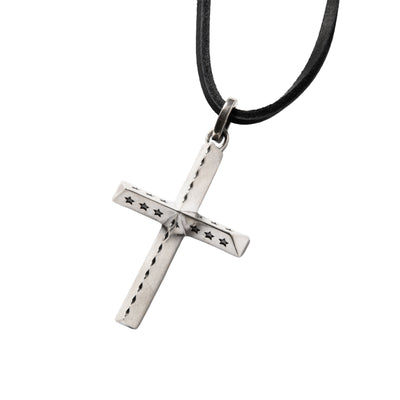 LEATHER STRAP CROSS HEAD NECKLACE