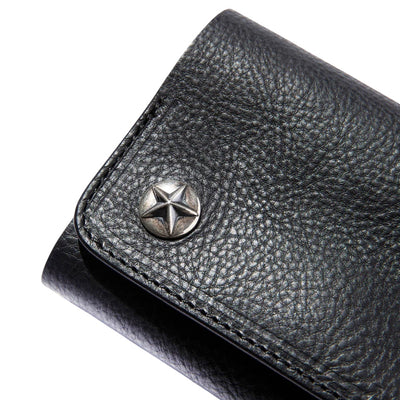 SILVER STAR CONCHO FLAP LEATHER HALF WALLET