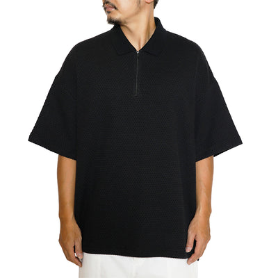 DOUBLE FACE DROP SHOULDER ZIP POLO