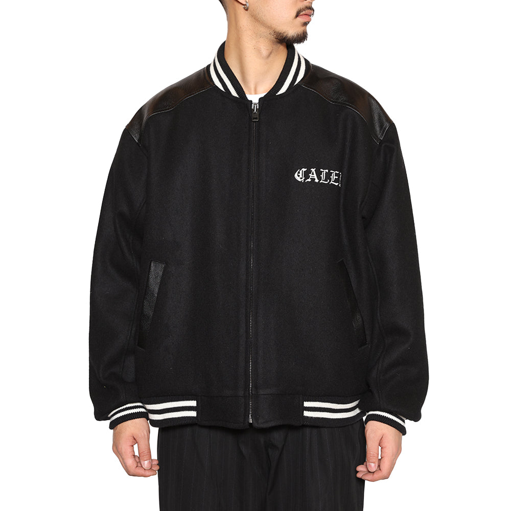 【美品】calee 牛革 ウールスタジャン 黒 ウールジャケット ジャンパー WOOL MELTON STADIUM JUMPER – CALEE ONLINE STORE