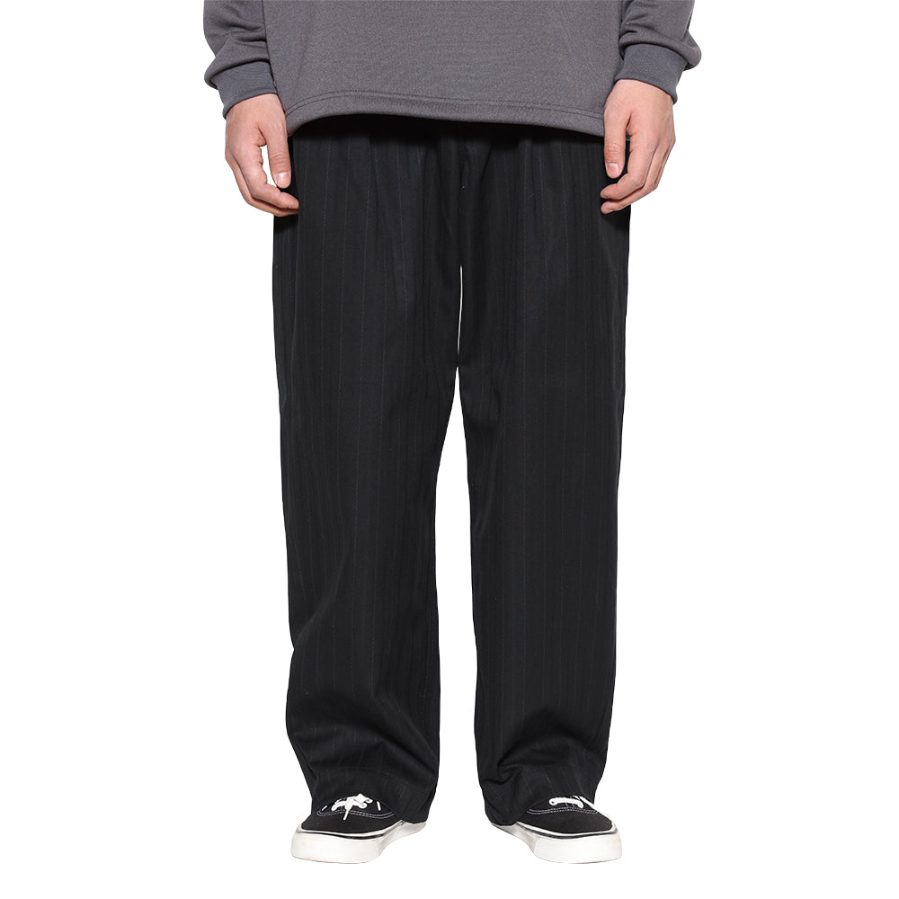 PINSTRIPE TUCK WIDE SLACKS