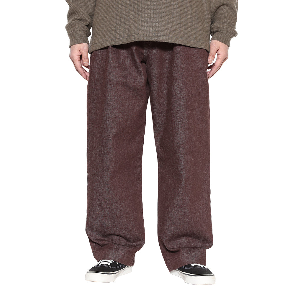 VINTAGE REPRODUCT DENIM TUCK TROUSERS ＜BROWN DENIM＞