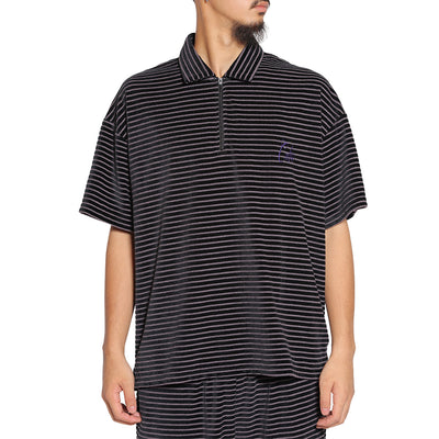 BORDER VELOUR PILE ZIP POLO