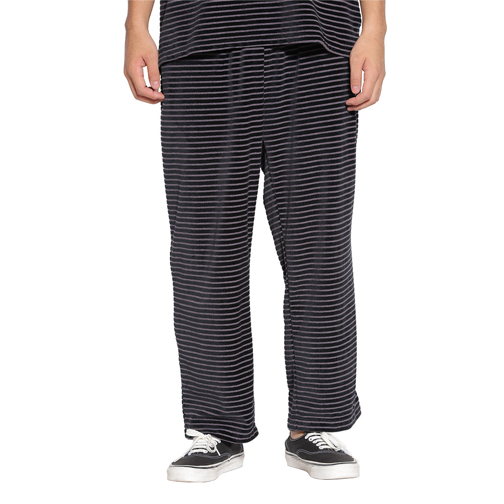 BORDER VELOUR PILE RELAX PANTS